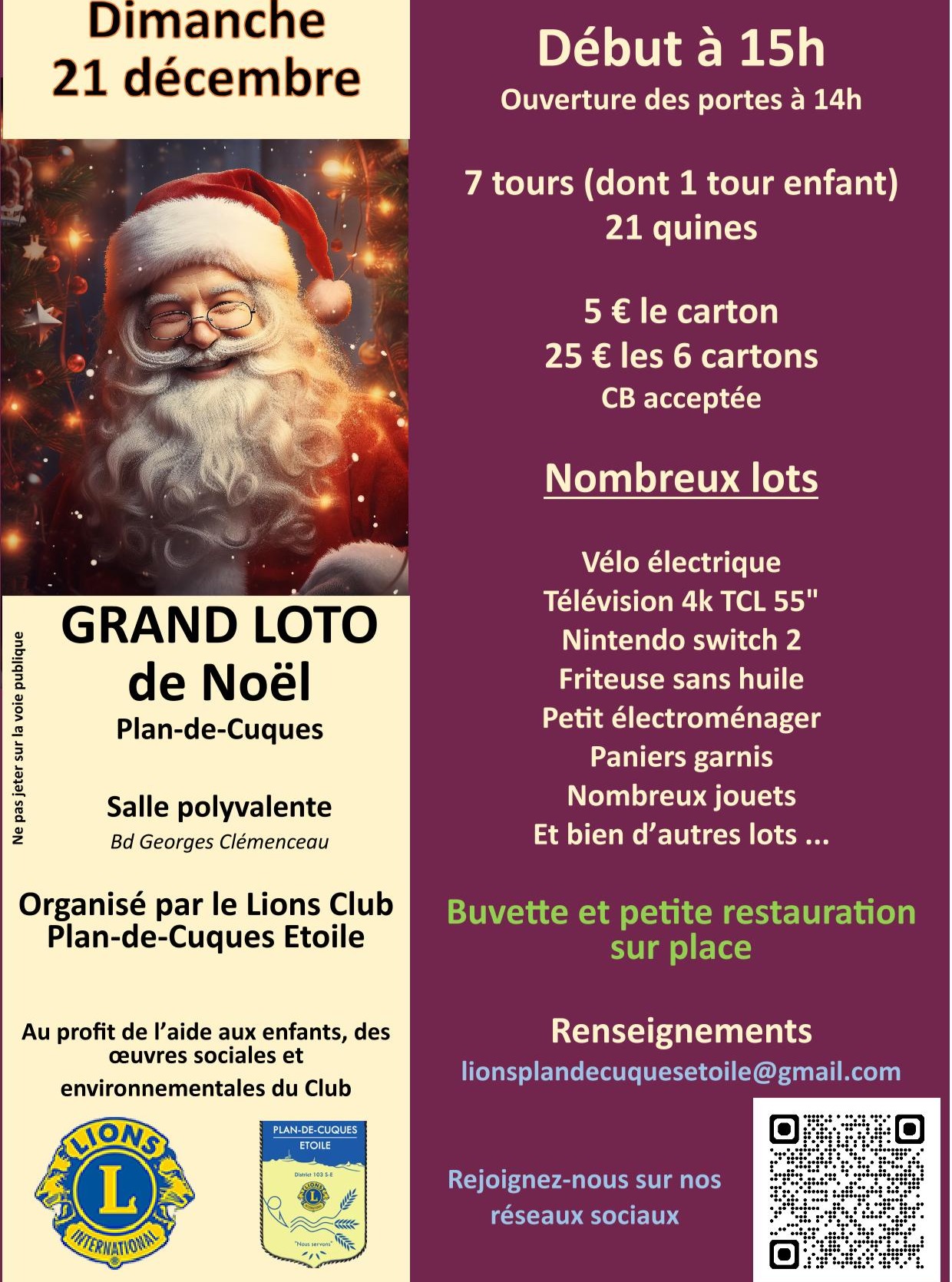 21 décembreLions Club Plan de Cuques Etoile